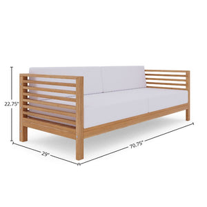 Sylvie 5-Piece Teak Outdoor Patio Deep Seating Set with Subrella White Cushions
