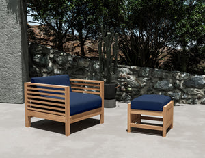 Sylvie 2-piece Teak Outdoor Lounge Set with Sunbrella Navy Cushions