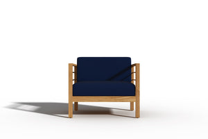 Leon 4-Piece Teak Outdoor Patio Deep Seating Set with Sunbrella Navy Cushions