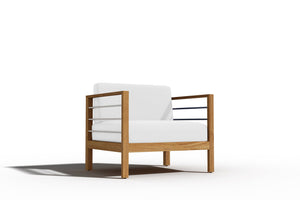 Leon 4-Piece Teak Outdoor Patio Deep Seating Set with Sunbrella White Cushions