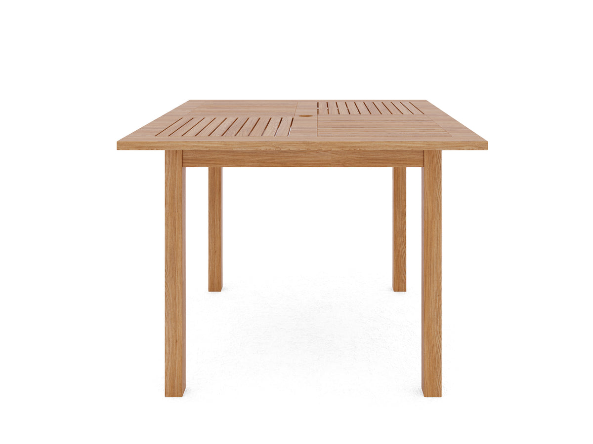 Mathieu Square Teak Outdoor Dining Table with Umbrella Hole