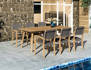 Plaisance Rectangular Teak Outdoor Dining Table with Umbrella Hole