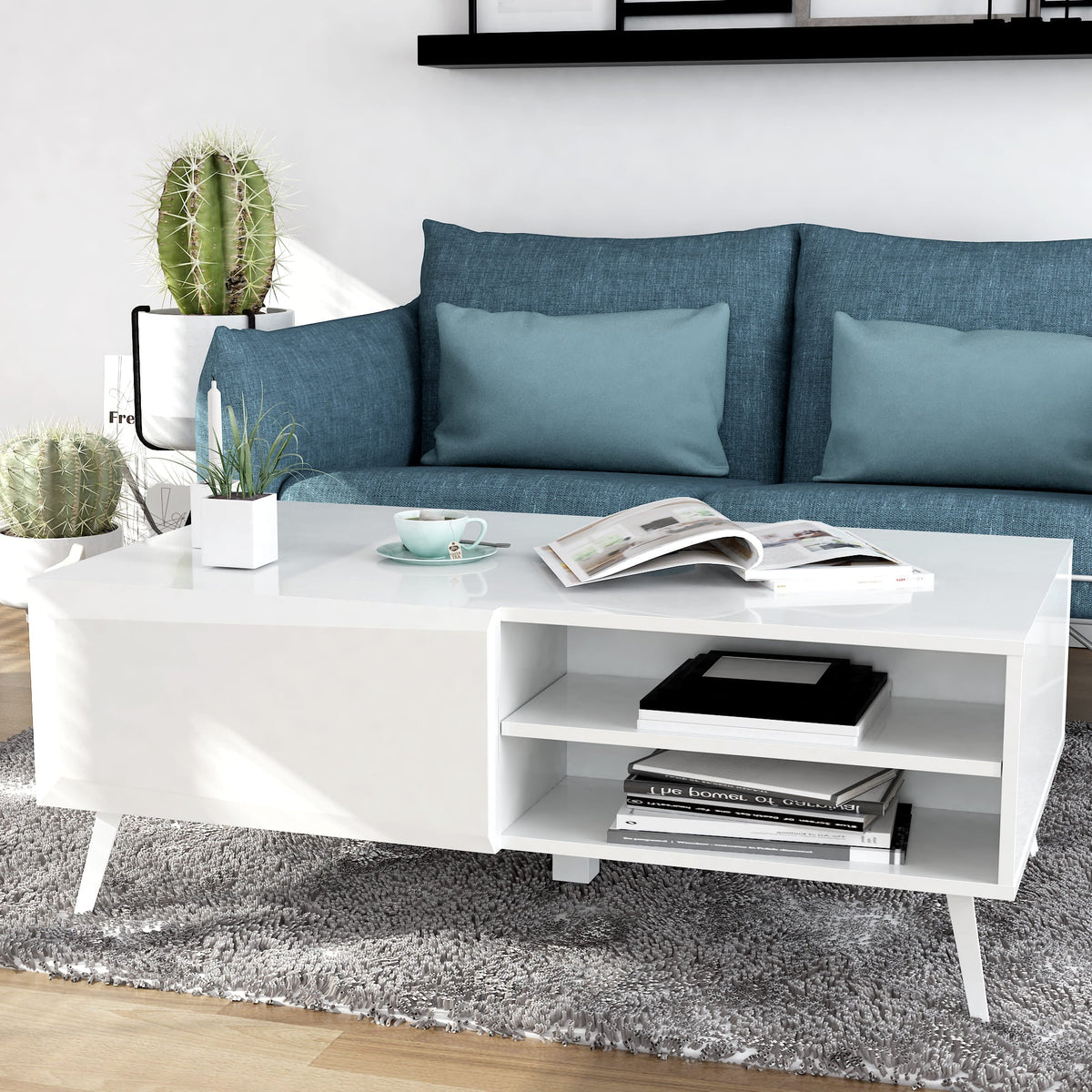 Altus 43" Coffee Table Gloss White - The Charming Bench Company