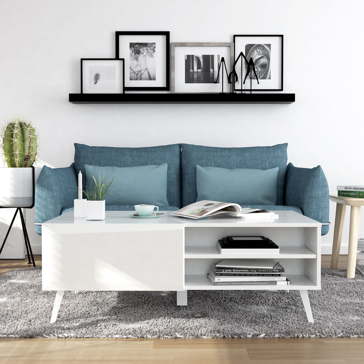 Altus 43" Coffee Table Gloss White - The Charming Bench Company