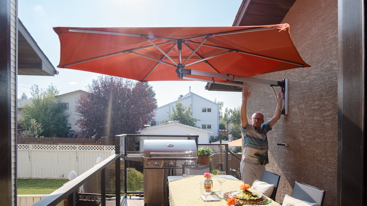 Shadowspec Retreat™ Wall Mounted Umbrella - The Charming Bench Company-Shadowspec Retreat™ Wall Mounted Umbrella