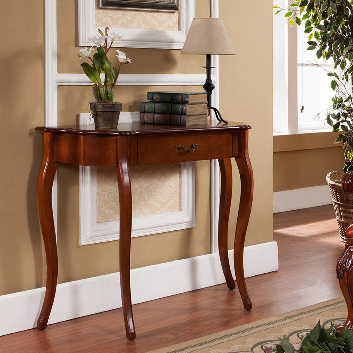 Curved Console Table - Cherry Finish by All Things Cedar