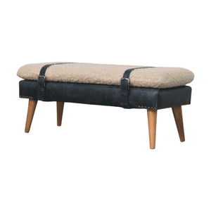 Boucle x Olive Green Leather Bench Bench