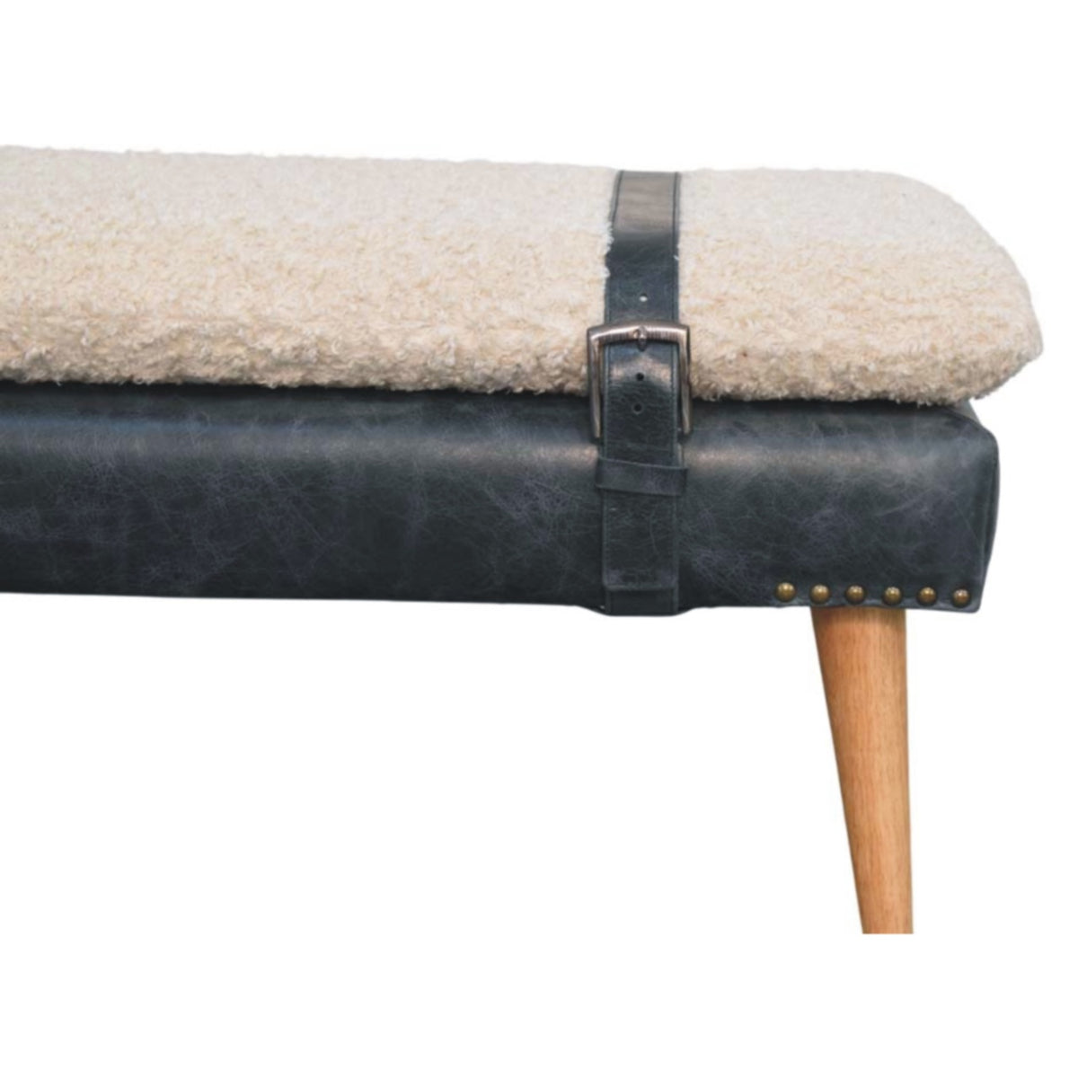 Boucle x Olive Green Leather Bench Bench