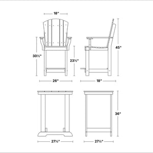 Heritage 3-Piece Patio Counter Set - The Charming Bench Company
