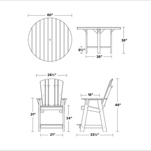 Heritage 7-Piece 60" Pub Counter Set - The Charming Bench Company