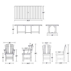 Heritage 9-Piece 44"x94" Dining Set - The Charming Bench Company