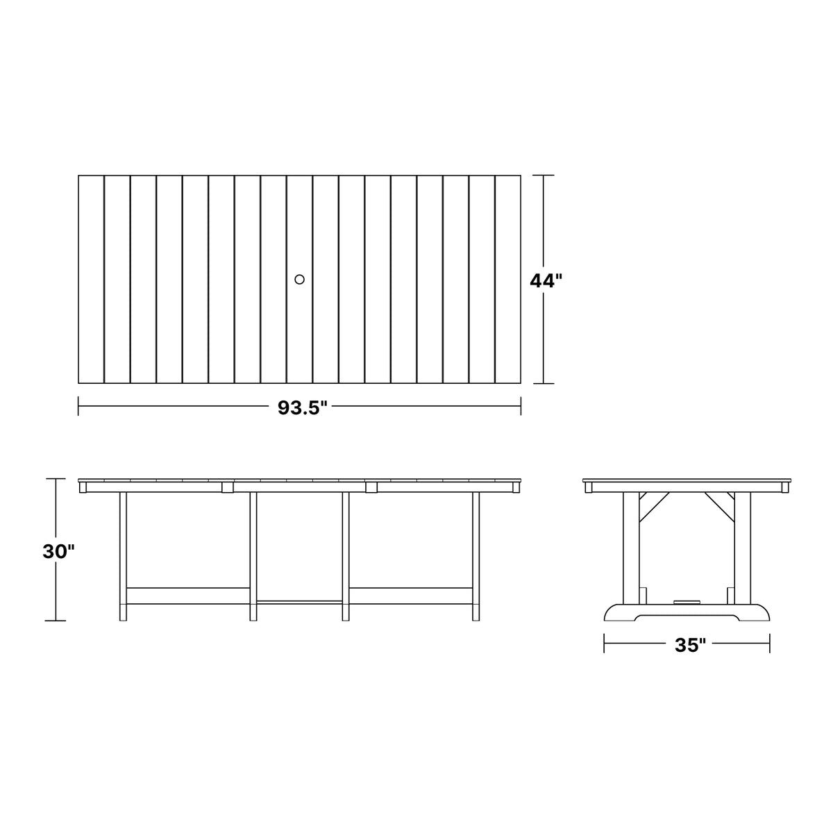Heritage 44&quot;x96&quot; Dining Table - The Charming Bench Company