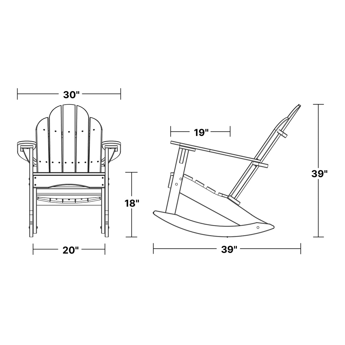 Classic Adirondack Rocker - The Charming Bench Company