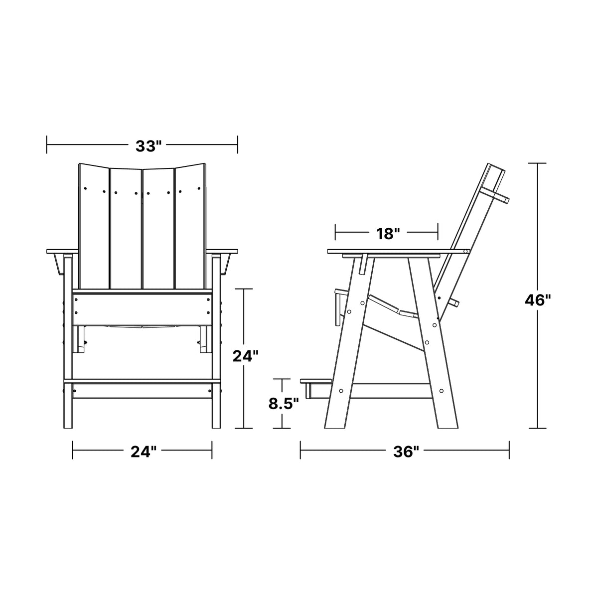 Contemporary High Adirondack Chair - The Charming Bench Company