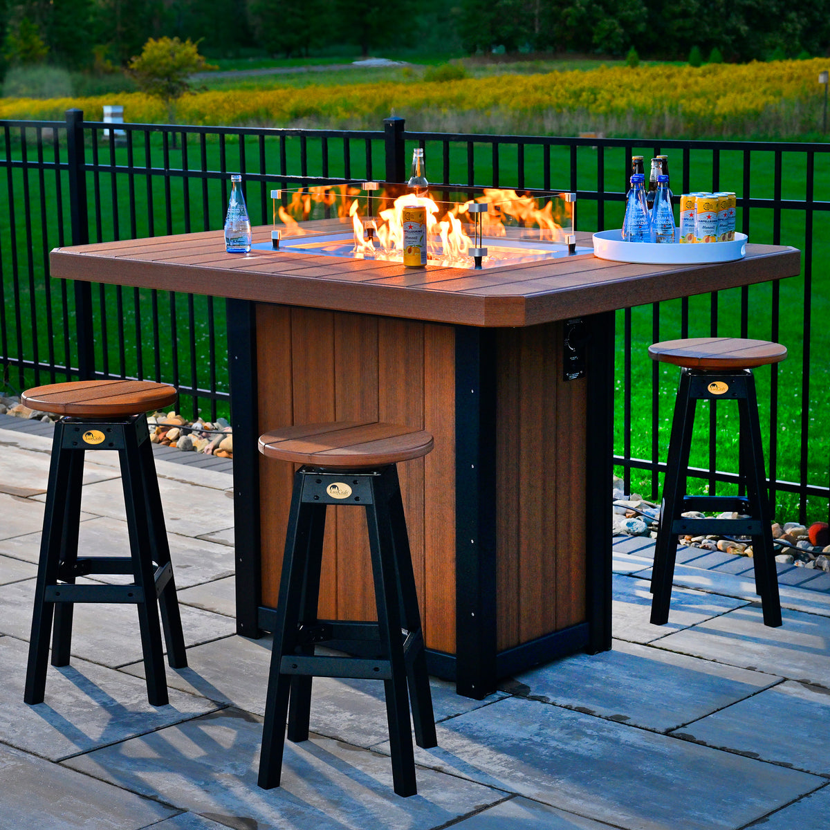 Lumin 62" Outdoor Rectangular Fire Table Bar Height by LuxCraft