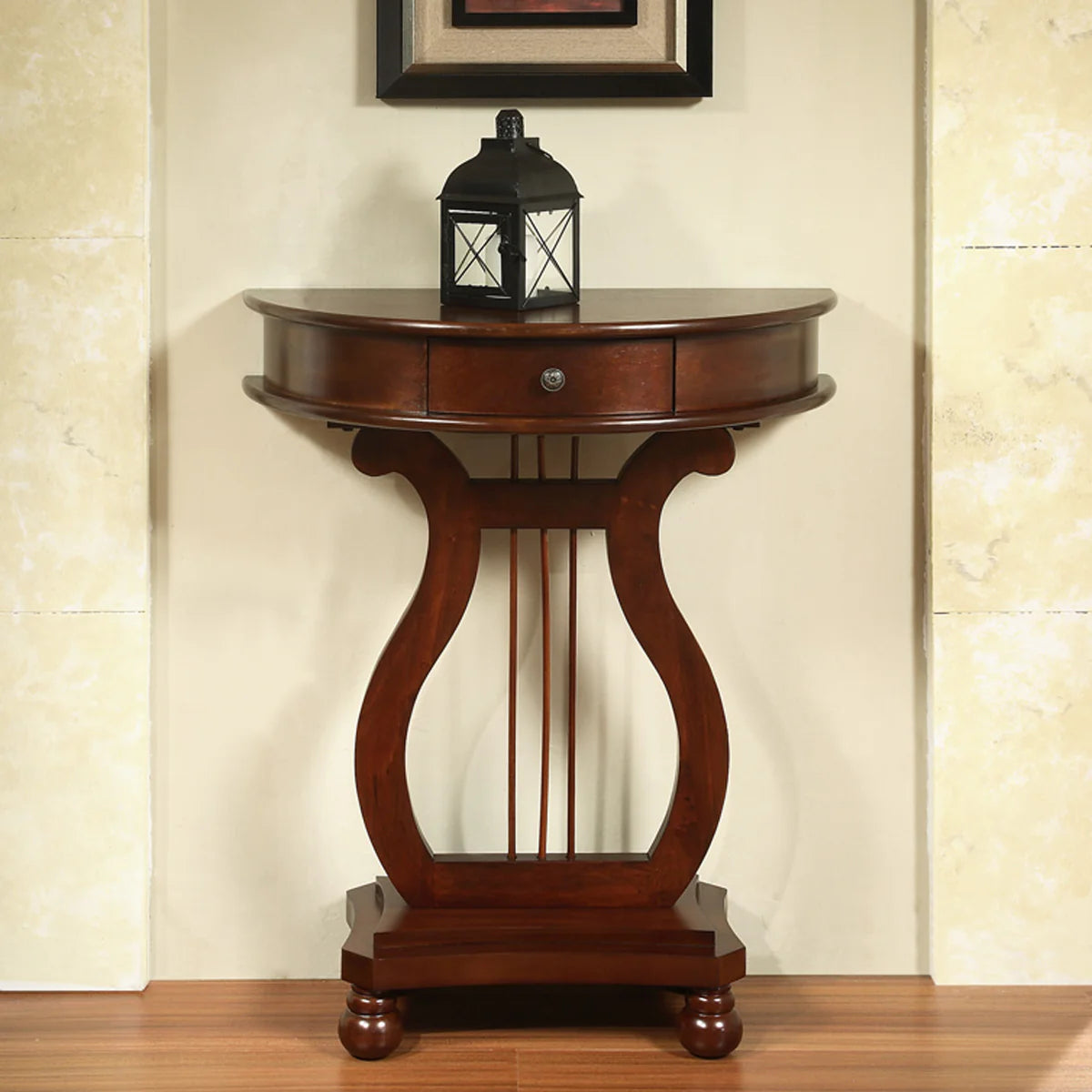 Cherry Wood Classic Accents Entryway Console Half Moon Harp Table