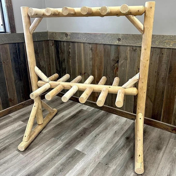 Cedar Log Ski Storage Rack
