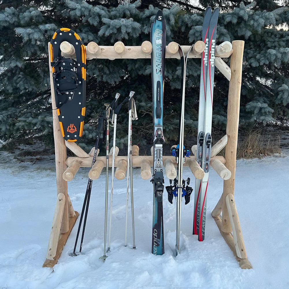 Cedar Log Ski Storage Rack