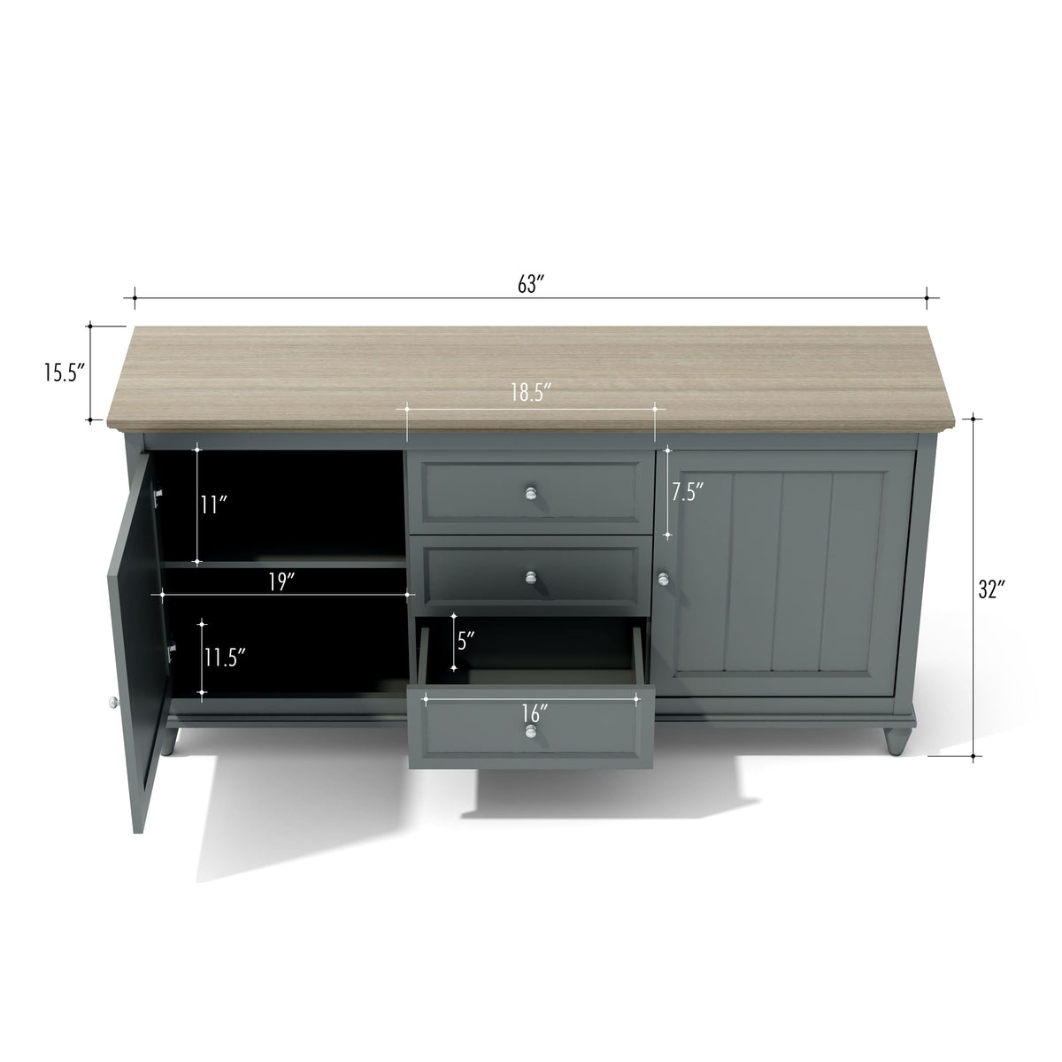 Chenon Sideboard - Grey & Brown - The Charming Bench Company