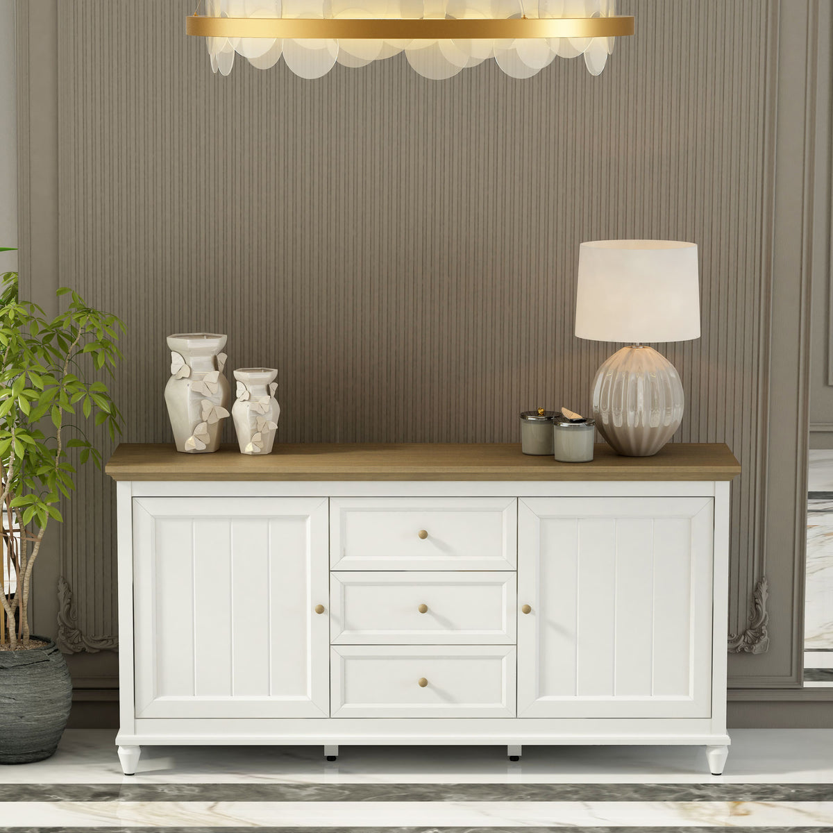 Chenon Sideboard - White & Brown - The Charming Bench Company