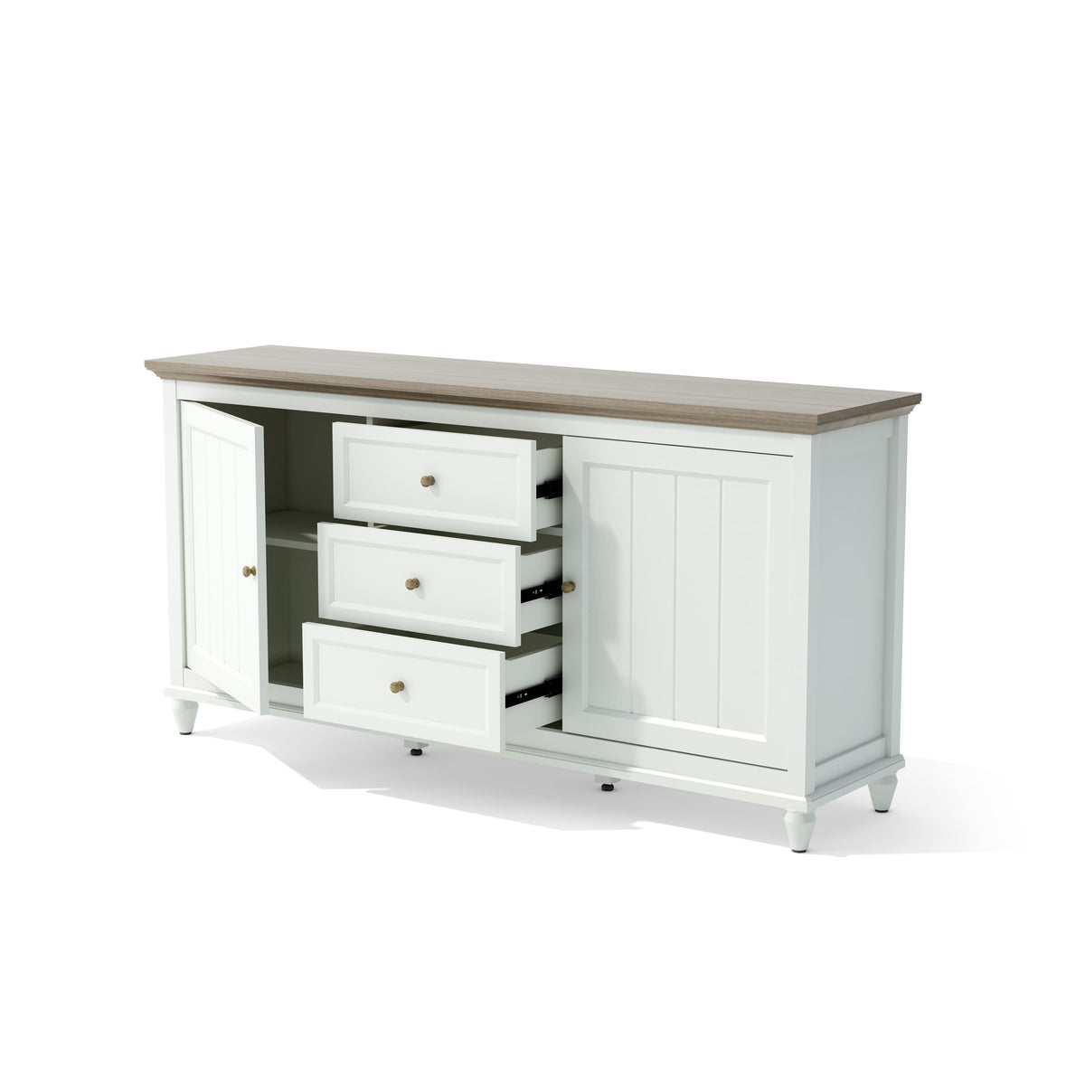 Chenon Sideboard - White & Brown - The Charming Bench Company