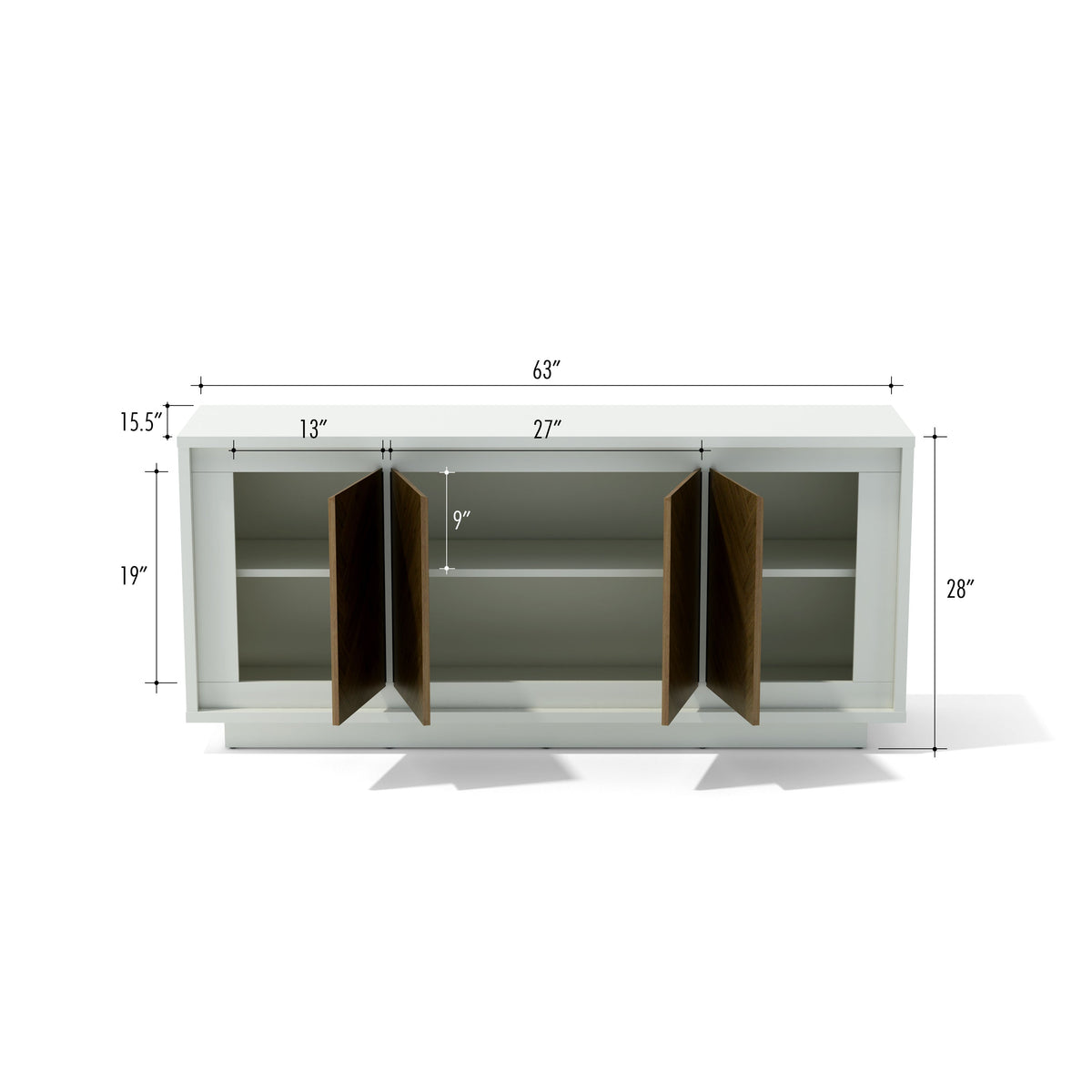 Paraggi Sideboard - White &amp; Mahogany - The Charming Bench Company
