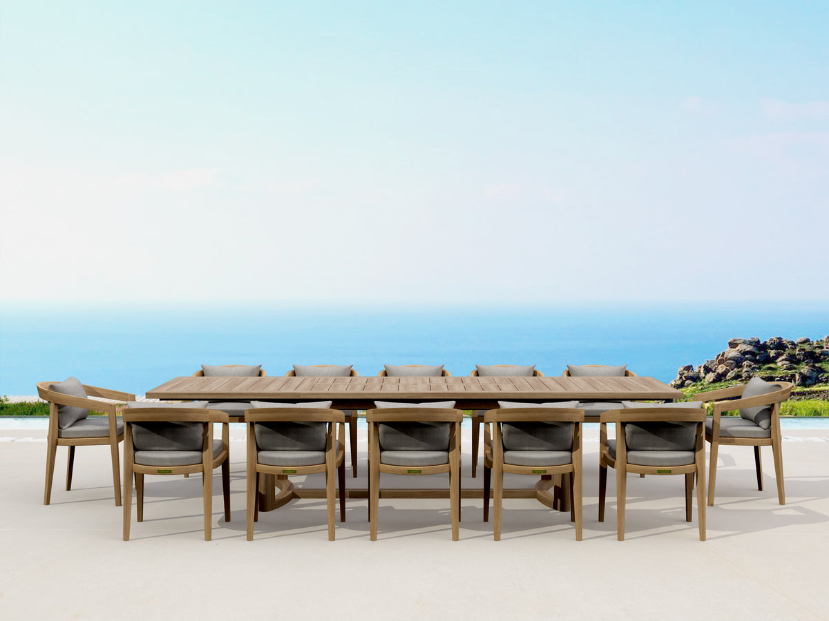 SET-367 13-pc Toscana Extension Dining Table Set - The Charming Bench Company