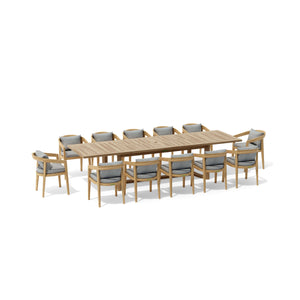 SET-367 13-pc Toscana Extension Dining Table Set - The Charming Bench Company