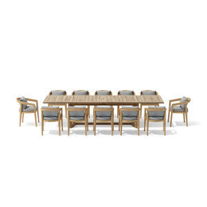 SET-367 13-pc Toscana Extension Dining Table Set - The Charming Bench Company