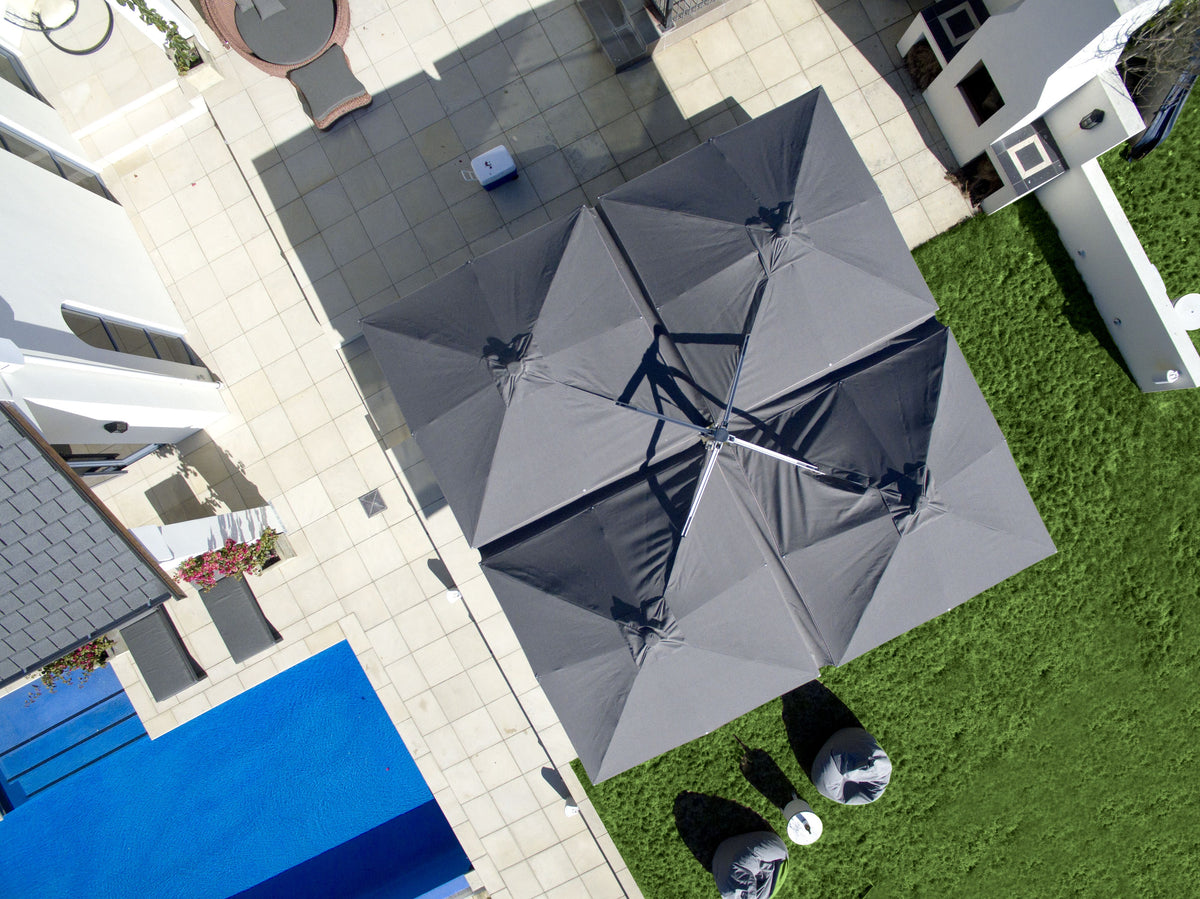 Shadowspec Unity™ Uno - Single Large Umbrella – Square or Octagon - The Charming Bench Company- Shadowspec Unity™ Duo - Two Large Umbrellas – Square or Octagon - The Charming Bench Company-Shadowspec Unity™ Quattro- Four Large Umbrellas – Square / Shadowspec Unity™ Trio - Three Large Umbrellas – Square-Single Large Umbrella