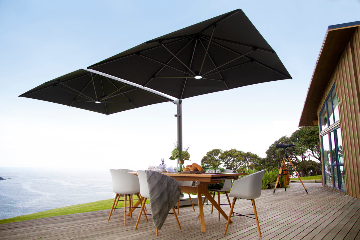 Shadowspec Unity™ Uno - Single Large Umbrella – Square or Octagon - The Charming Bench Company- Shadowspec Unity™ Duo - Two Large Umbrellas – Square or Octagon - The Charming Bench Company-Shadowspec Unity™ Quattro- Four Large Umbrellas – Square / Shadowspec Unity™ Trio - Three Large Umbrellas – Square-Single Large Umbrella