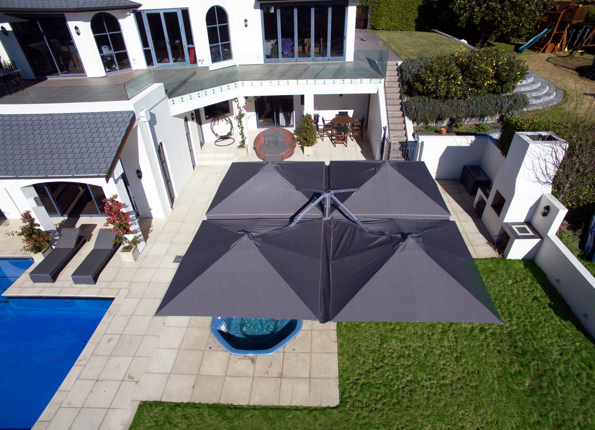 Shadowspec Unity™ Uno - Single Large Umbrella – Square or Octagon - The Charming Bench Company- Shadowspec Unity™ Duo - Two Large Umbrellas – Square or Octagon - The Charming Bench Company-Shadowspec Unity™ Quattro- Four Large Umbrellas – Square / Shadowspec Unity™ Trio - Three Large Umbrellas – Square-Single Large Umbrella