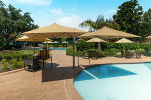 Shadowspec Unity™ Uno - Single Large Umbrella – Square or Octagon - The Charming Bench Company- Shadowspec Unity™ Duo - Two Large Umbrellas – Square or Octagon - The Charming Bench Company-Shadowspec Unity™ Quattro- Four Large Umbrellas – Square / Shadowspec Unity™ Trio - Three Large Umbrellas – Square-Single Large Umbrella