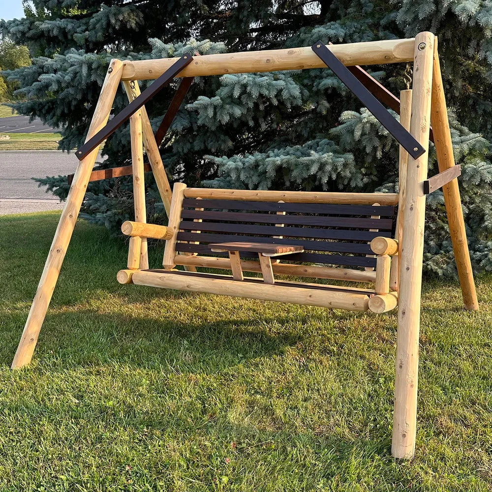 ThermaFusion Cedar Log Tete-A-Tete Yard Swing