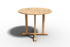 Abel 35.5-inch Round Teak Outdoor Dining Table with Umbrella Hole Dining Table
