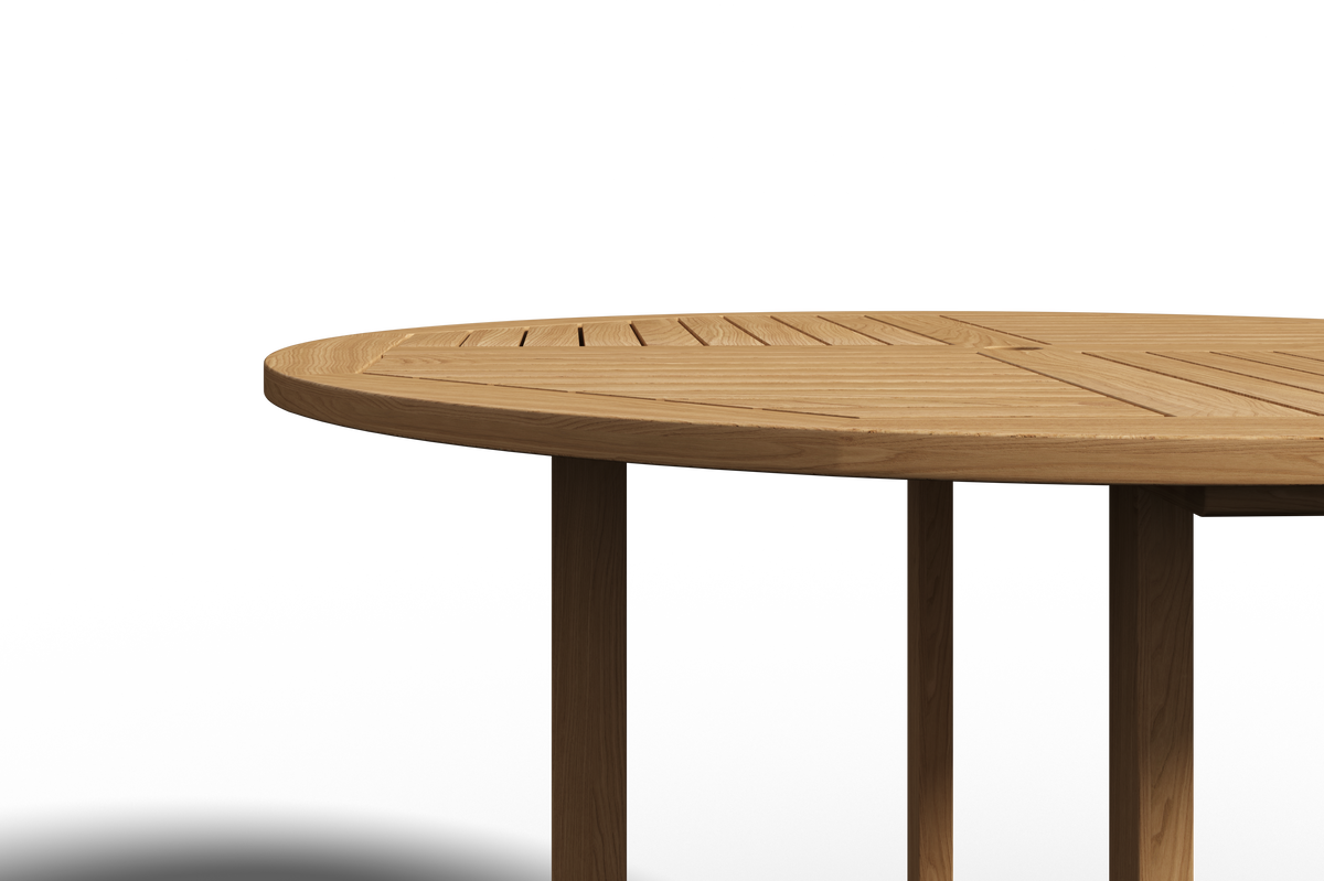 Abel 47.25-inch Round Teak Outdoor Dining Table with Umbrella Hole Dining Table
