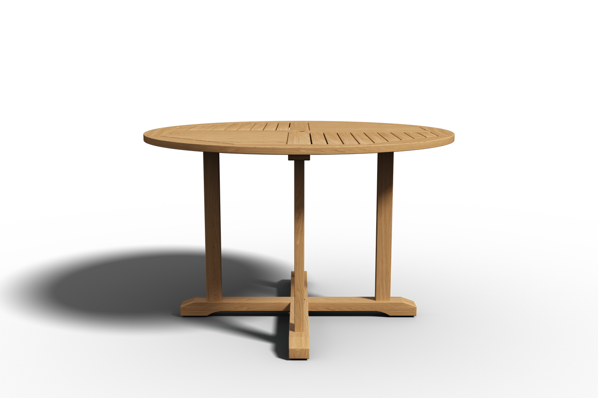 Abel 47.25-inch Round Teak Outdoor Dining Table with Umbrella Hole Dining Table