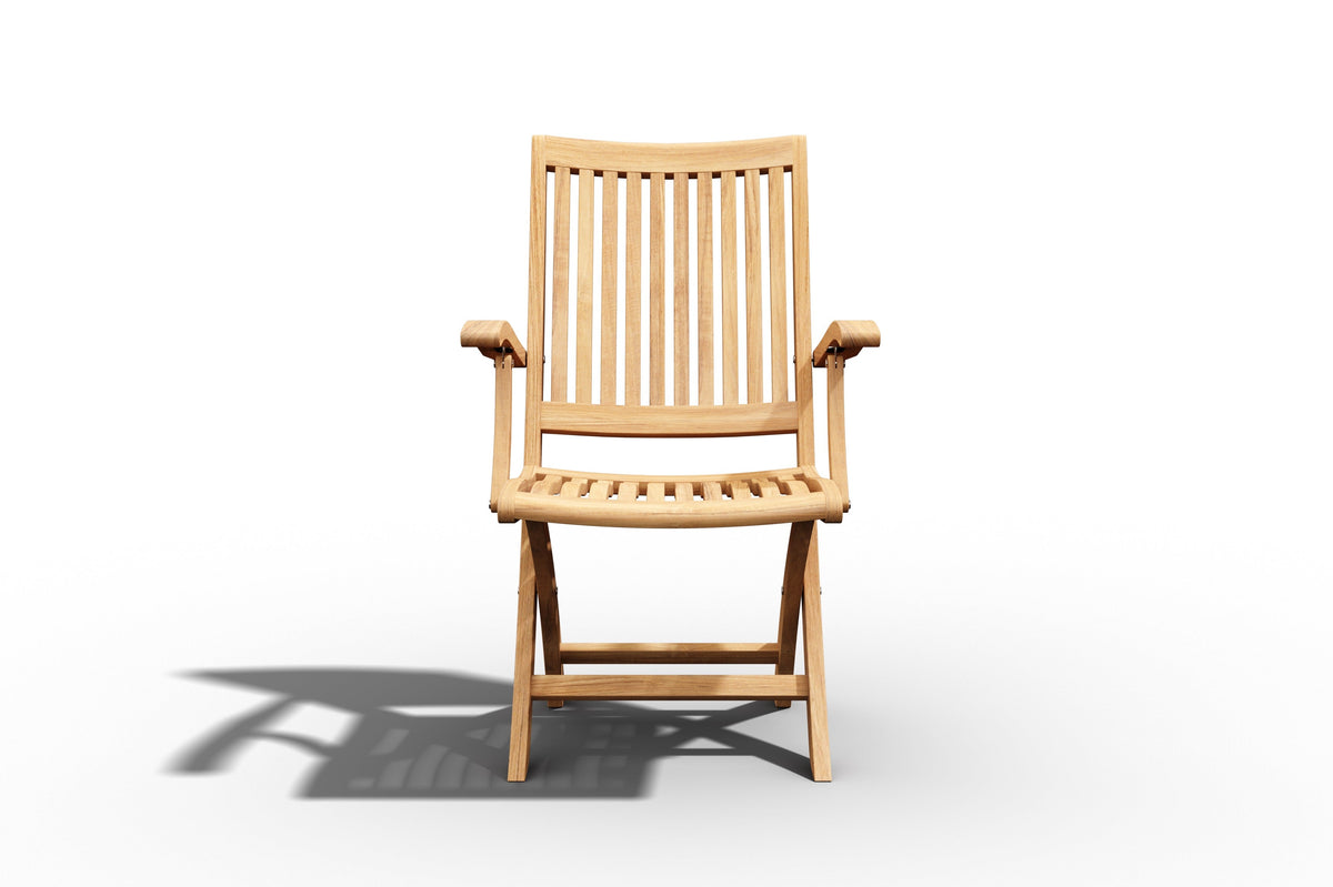 Abel 5-Piece Round Teak Outdoor Dining Set with Folding Armchair Outdoor Dining Set