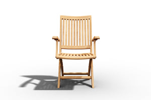 Abel 5-Piece Round Teak Outdoor Dining Set with Folding Armchair Outdoor Dining Set