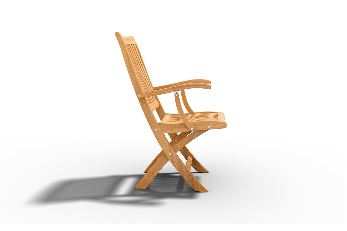 Abel 5-Piece Round Teak Outdoor Dining Set with Folding Armchair Outdoor Dining Set