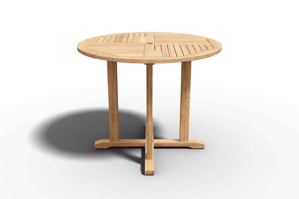 Abel 5-Piece Round Teak Outdoor Dining Set with Folding Chair Outdoor Dining Set