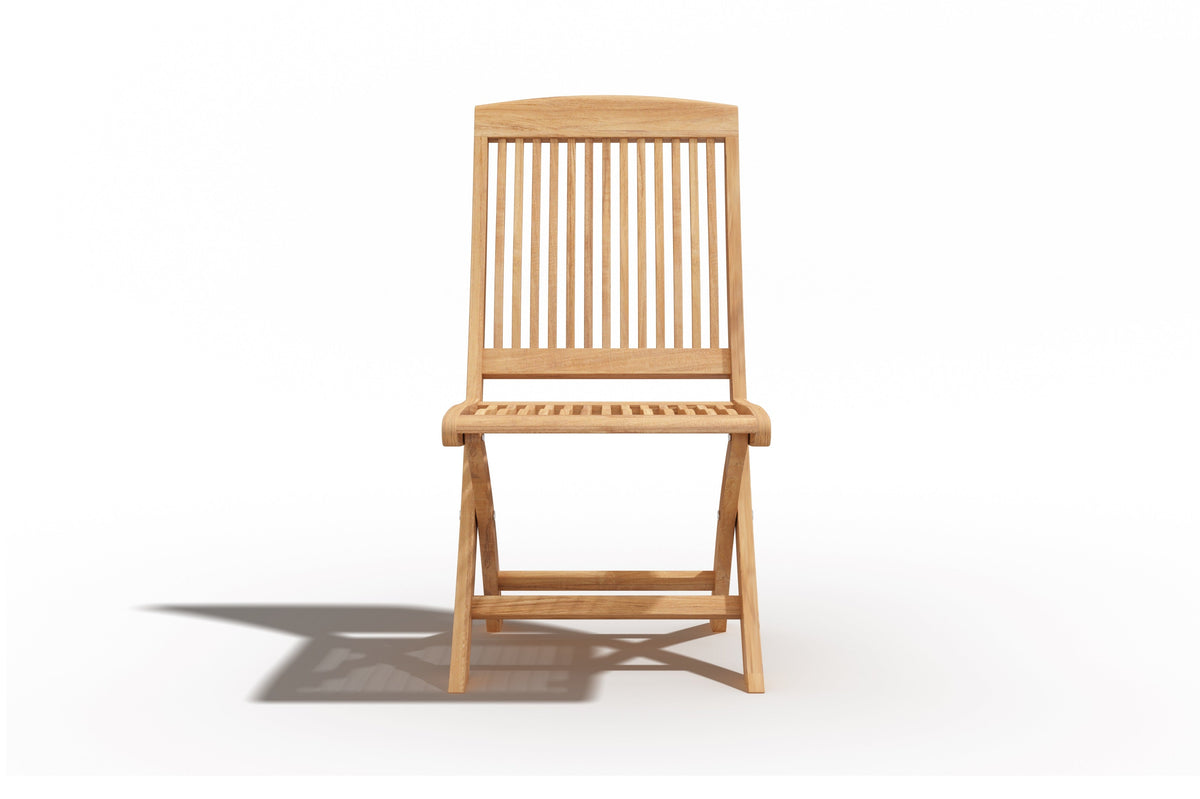 Abel 5-Piece Round Teak Outdoor Dining Set with Folding Chair Outdoor Dining Set