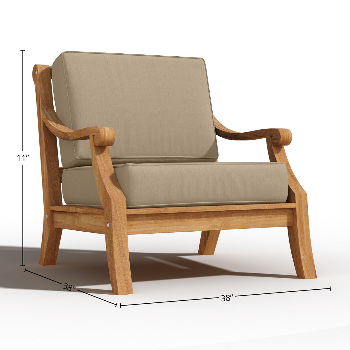 Adrien 4-Piece Teak Outdoor Patio Deep Seating Set with Sunbrella Fawn Cushions Outdoor deep seating