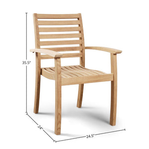 Ambre 5-Piece Round Teak Outdoor Dining Set with Lazy Susan and Stacking Armchairs Outdoor deep seating
