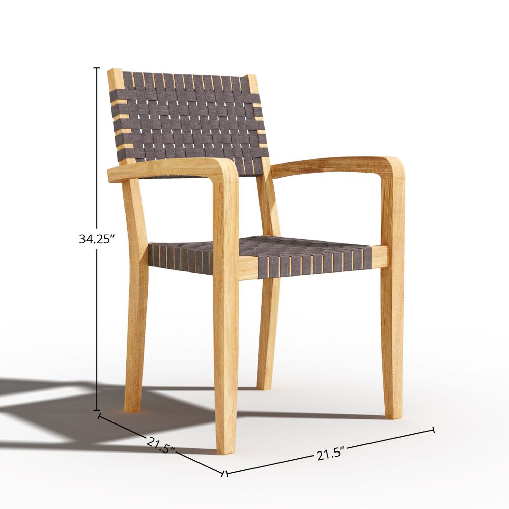 Ambre 5-Piece Round Teak Outdoor Dining Set with Lazy Susan and Stacking Armchairs Outdoor deep seating