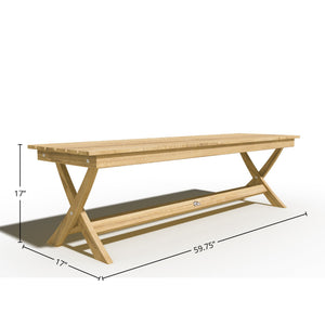 Aude 3-Piece Rectangular Teak Outdoor Jacques Dining Set with Benches Outdoor Dining Set