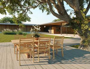 Belmont Rectangular Teak Outdoor Dining Table with Built-In Extension and Umbrella Hole Bar Table