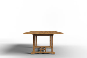 Belmont Rectangular Teak Outdoor Dining Table with Built-In Extension and Umbrella Hole Bar Table