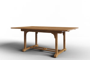 Belmont Rectangular Teak Outdoor Dining Table with Built-In Extension and Umbrella Hole Bar Table