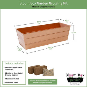 Bloom Box Garden Growing Kit, Medium Copper Flower Box Brackets
